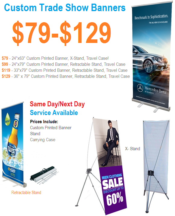 Cheap custom retractable trade show banner stands Denver Aurora Longmont, Boulder, DTC, Centennial pueblo CO THINK! Office Solutions