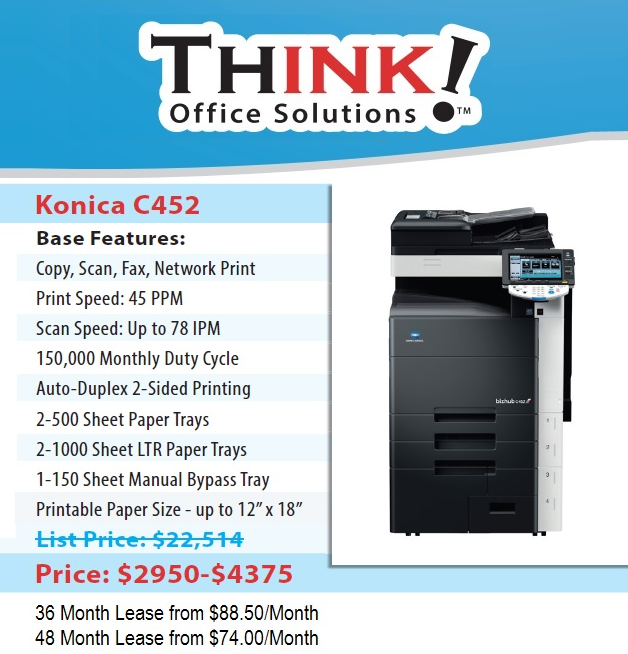 Konica Minolta Bizhub Color Copier C452 Denver THINK!