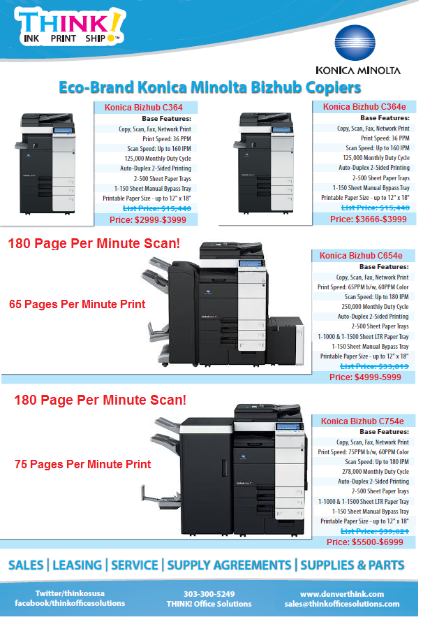 THINK! Office Solutions Denver Copier Konica minolta Bizhub Sales Service Leasing Color MFP