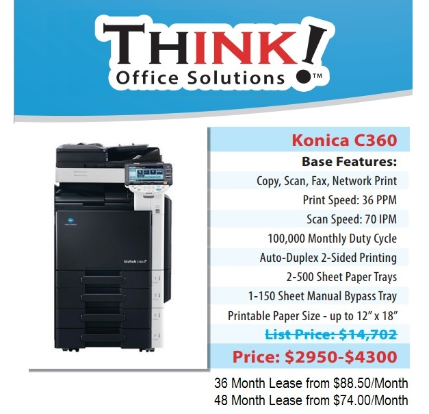 Featured image of post Konica Minolta Bizhub C360 Price Konica minolta bizhub c360 full color printer copier scan and fax was introduced december 05 2012